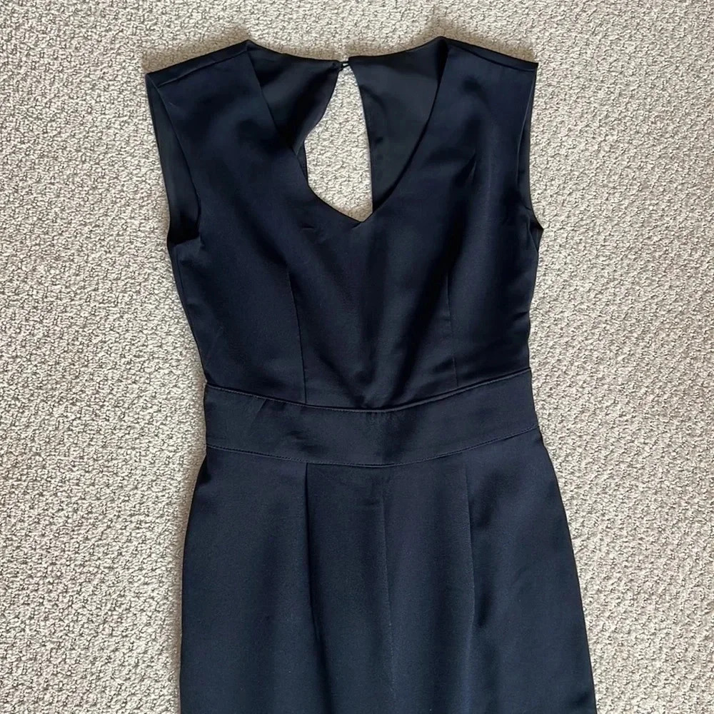 Straight Leg Short Sleeve  Open Back Jumpsuit | Size XS Black